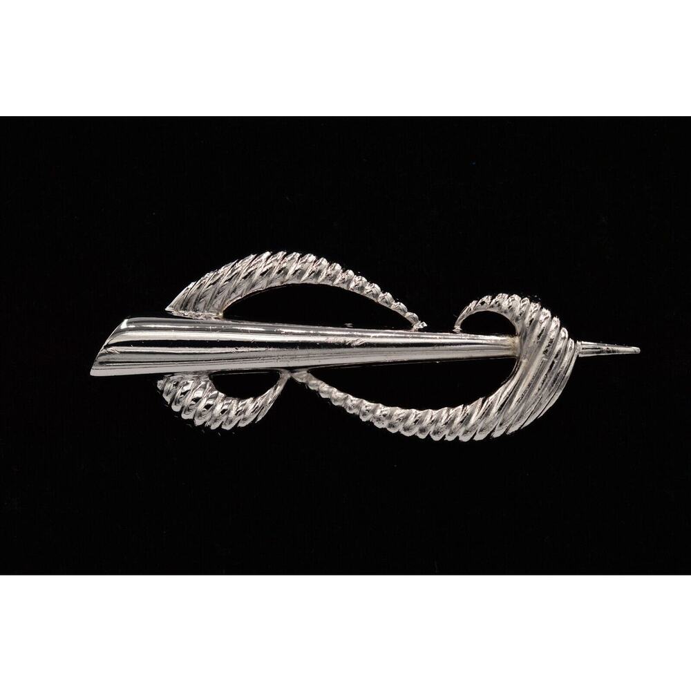 MJ Ent Vintage Deco Pin Brooch Silver Chunky Abstract Signed 1980s 9B
